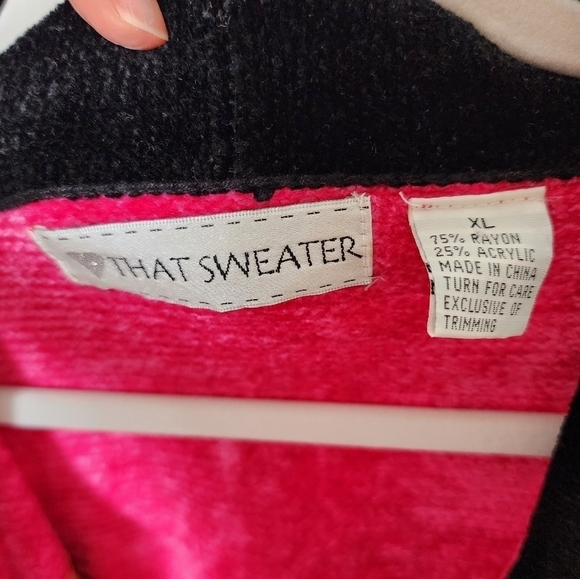 The Sweater Neon Pink & Orange Chetah Sequencing Cardigan Sweater XL - Picture 4 of 5